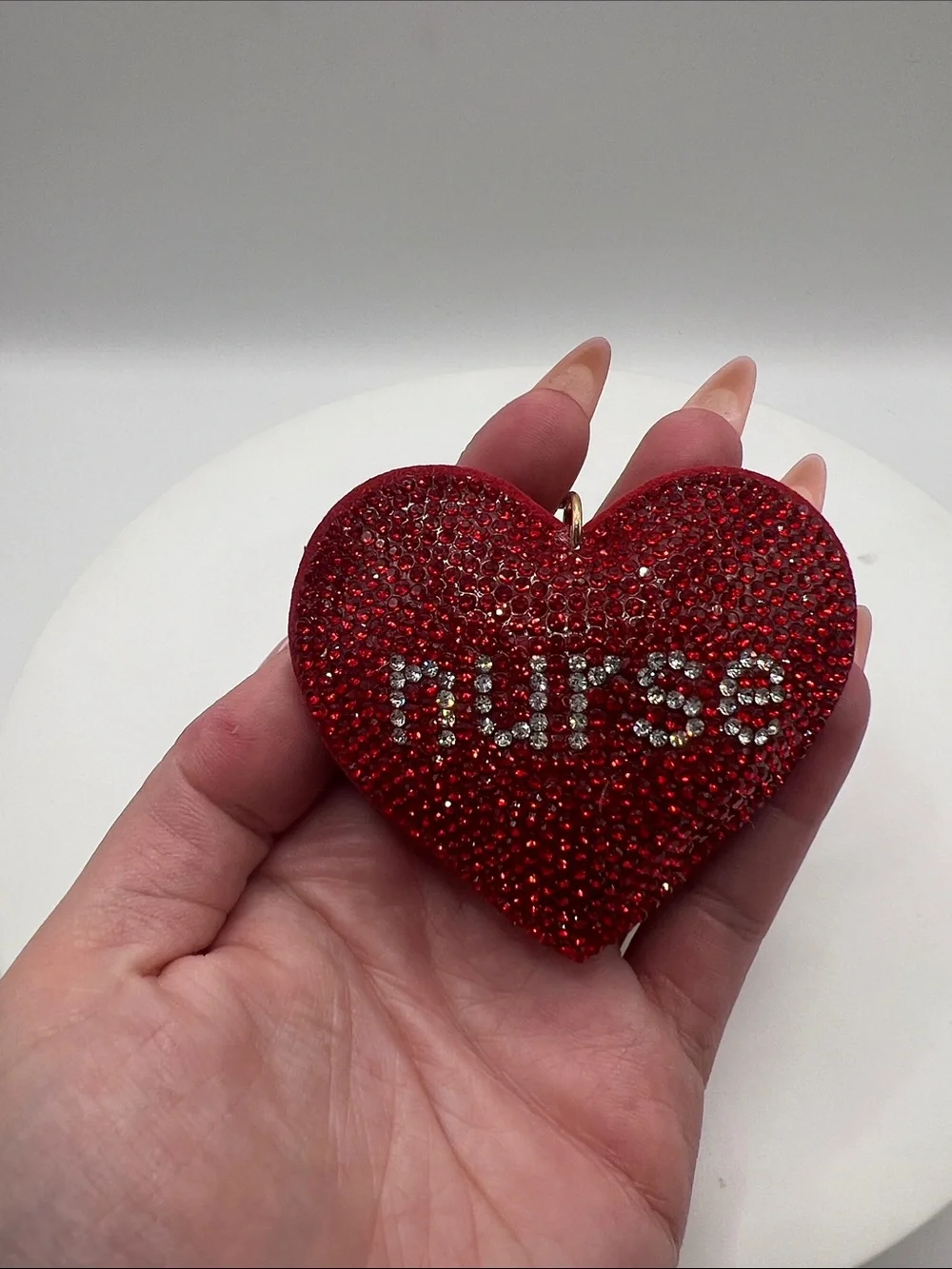 129. Red Heart "Nurse" Crystal Keychain with Tassel - Picture 3 of 4